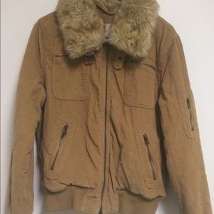 Tan and “faux fur” corduroy jacket.